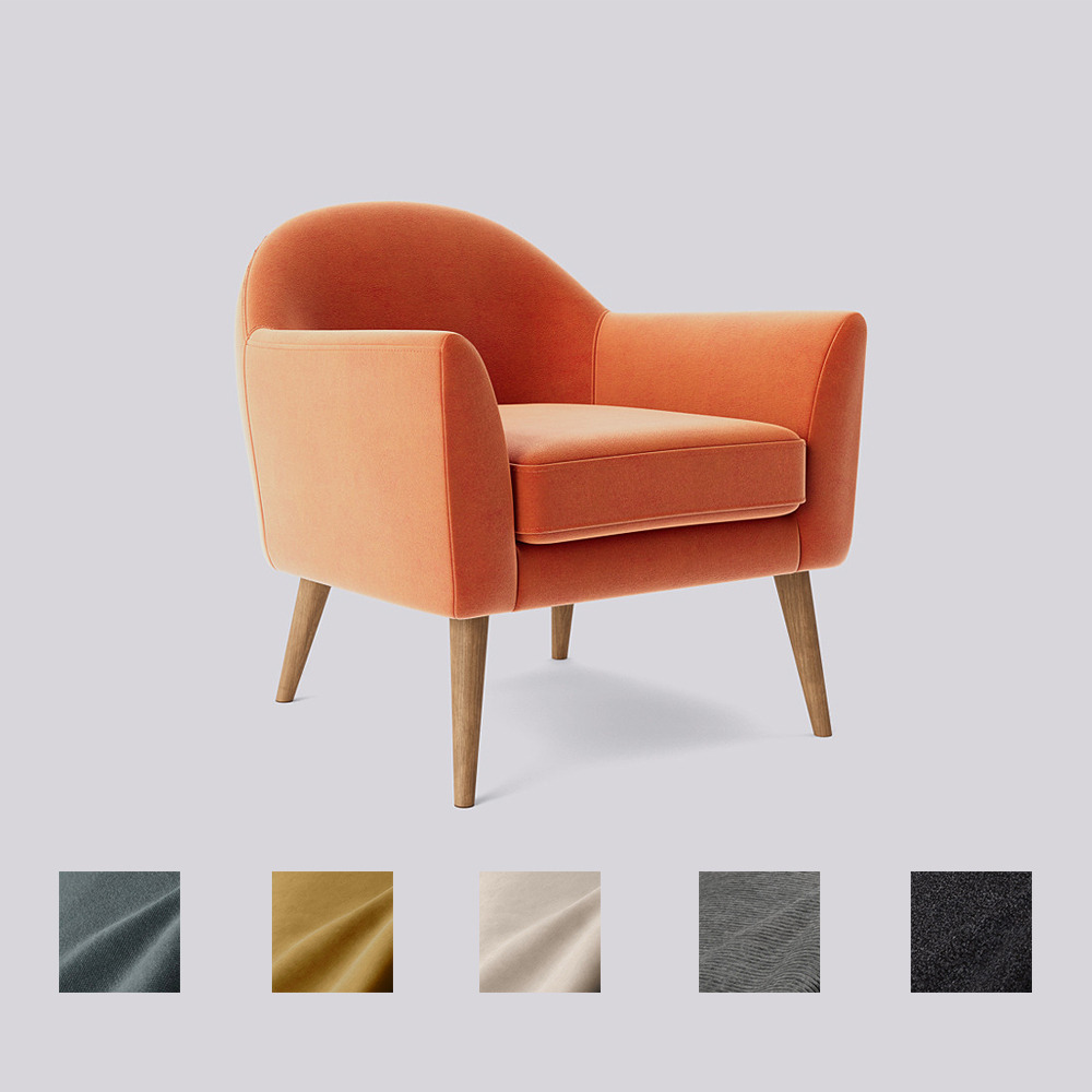 Swoon - Juno - Armchair - Orange - Easy Velvet