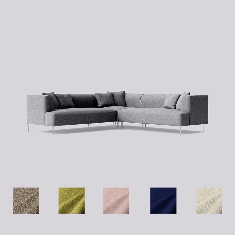 Swoon - Kallas - Five-Seater Corner Sofa - Grey - Soft Wool