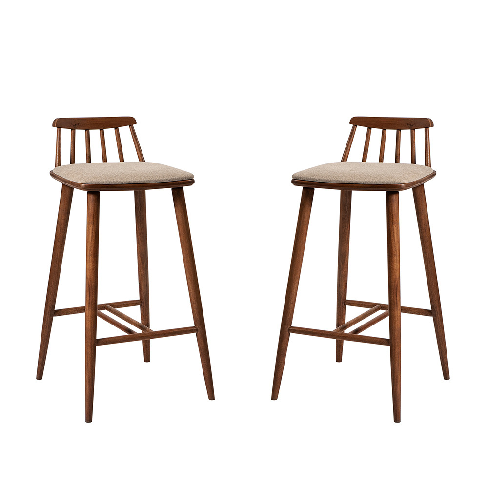Swoon - Ollie - Contemporary Bar Stools - Set Of Two - Brown - Cotton