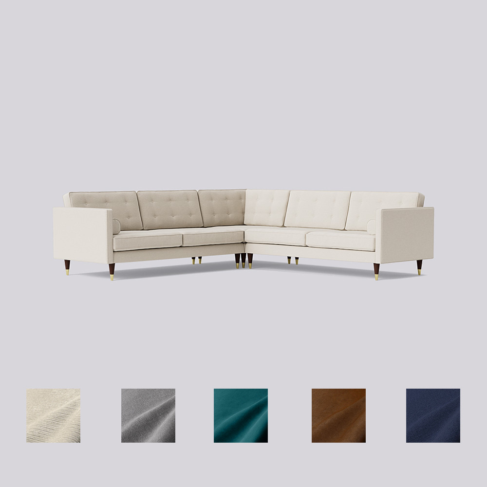 Swoon - Porto - Five-Seater Corner Sofa - White - Brass