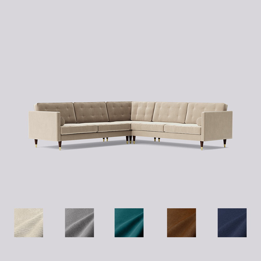Swoon - Porto - Left-Hand Corner Sofa - Beige - Easy Velvet