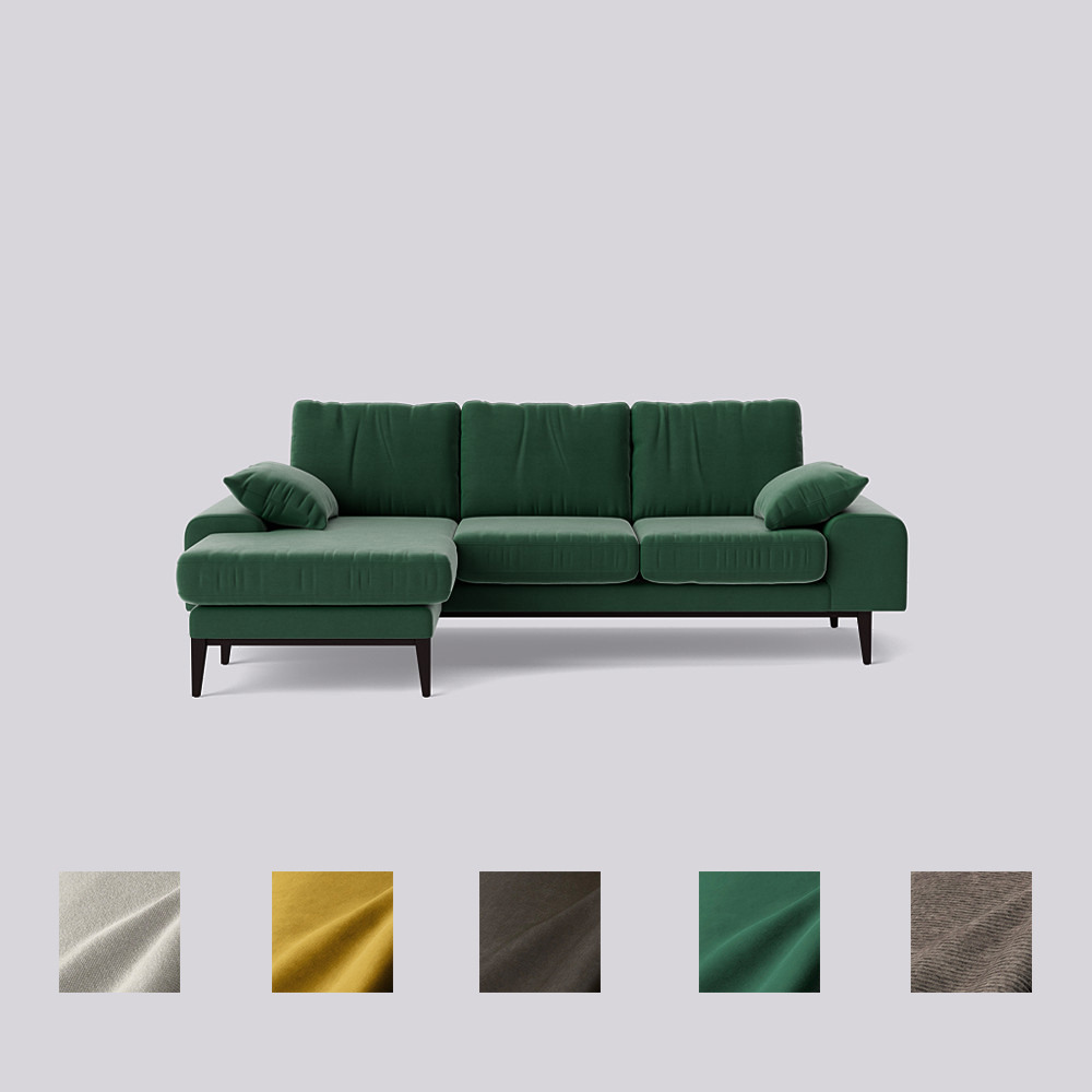 Swoon - Tulum - Left-Hand Corner Sofa - Green - Easy Velvet