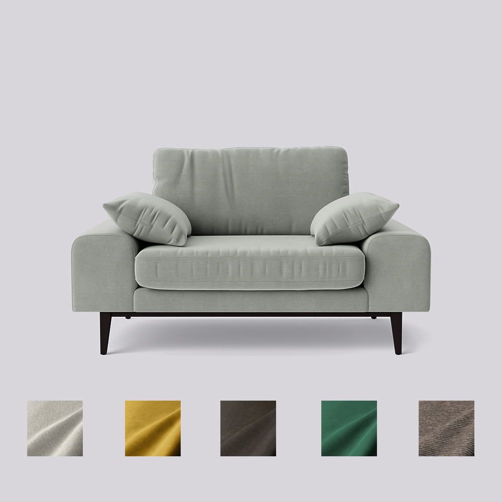 Swoon - Tulum - Love Seat - Grey - Easy Velvet