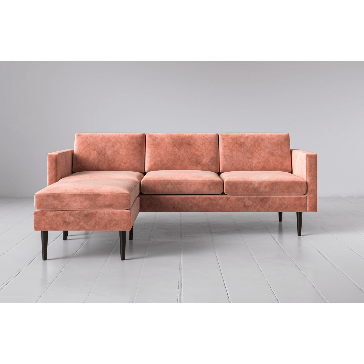 Mottled Velvet 3 Seater Left Chaise Sofa - Terracotta - Model 01 - Quick Delivery