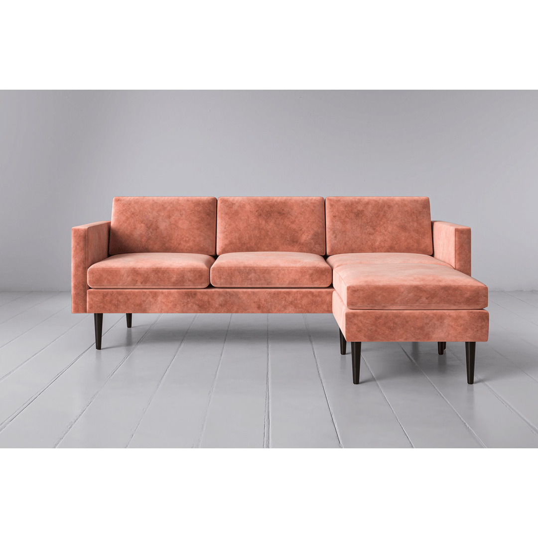 Mottled Velvet 3 Seater Right Chaise Sofa - Terracotta - Model 01 - Quick Delivery