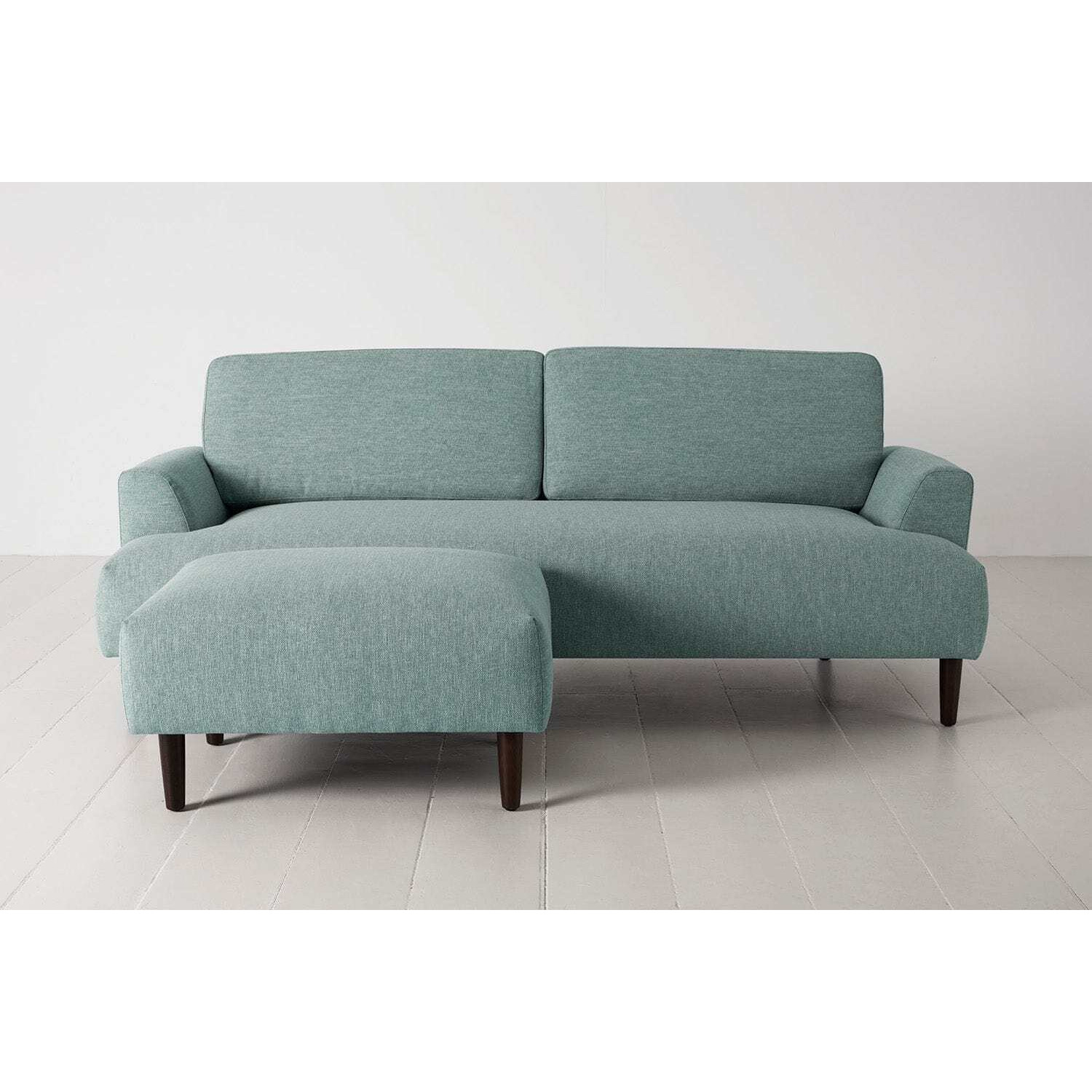 Linen 3 Seater Left Chaise Sofa - Turquoise - Model 05 - Quick Delivery