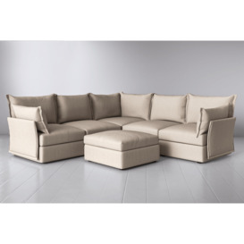 Cotton Corner Sofa with Ottoman - Tusk - Model 06 - Quick Delivery