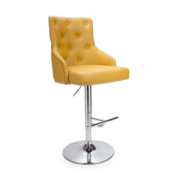 Shankar Rocco Leather Effect Yellow Bar Stool by Teddy Beau