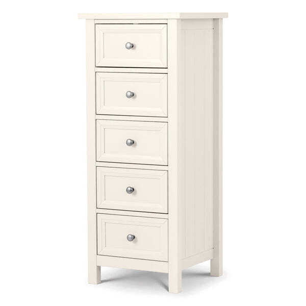 Julian Bowen Maine Tall 5 Drawer Chest of Drawers / Surf White / Tall 5 Drawers