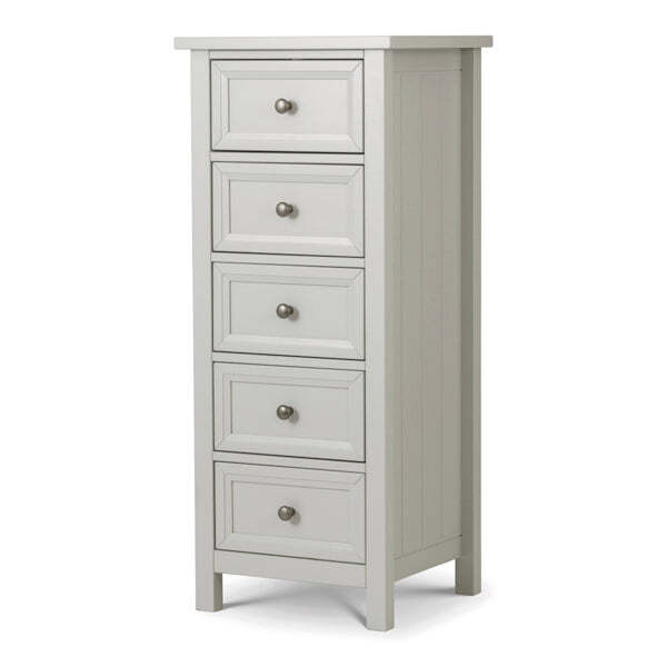 Julian Bowen Maine Tall 5 Drawer Chest of Drawers / Dove Grey / Tall 5 Drawers