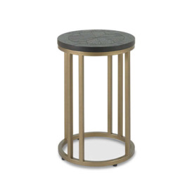 Bentley Chevron Peppercorn And Satin Brass Round Side Table