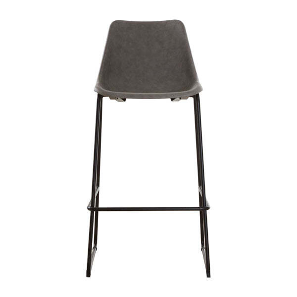 Teddy's Collection Darby Vintage Faux Leather Black Legs Ash Bar Stool