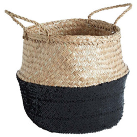 Teddy's Collection Black Natural Seagrass Basket / Medium