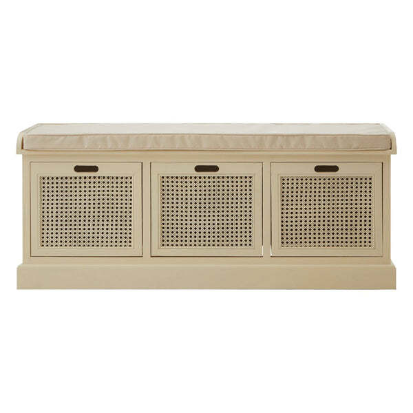 Teddy's Collection Harold 3 Drawer Antique White Finish Storage Bench