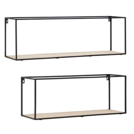 Teddy's Collection Birch Cuboid Wall Mounted Rectangle Shelf Set