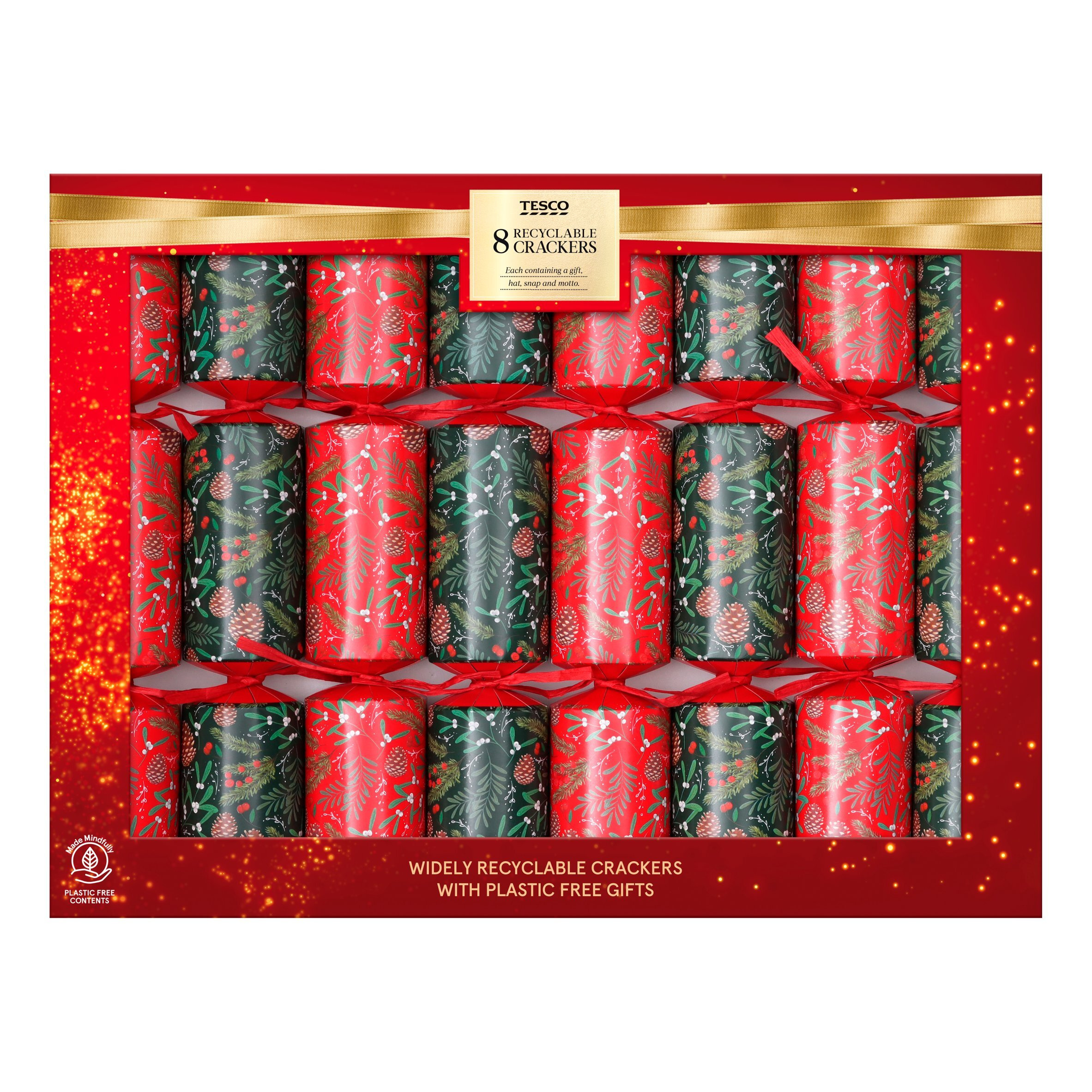 Tesco Dinner Party Crackers Red 8Pk
