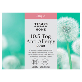 Tesco Anti Allergy 10.5 Tog Duvet Single