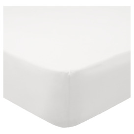 Tesco 100% Cotton Fitted Sheet White Single