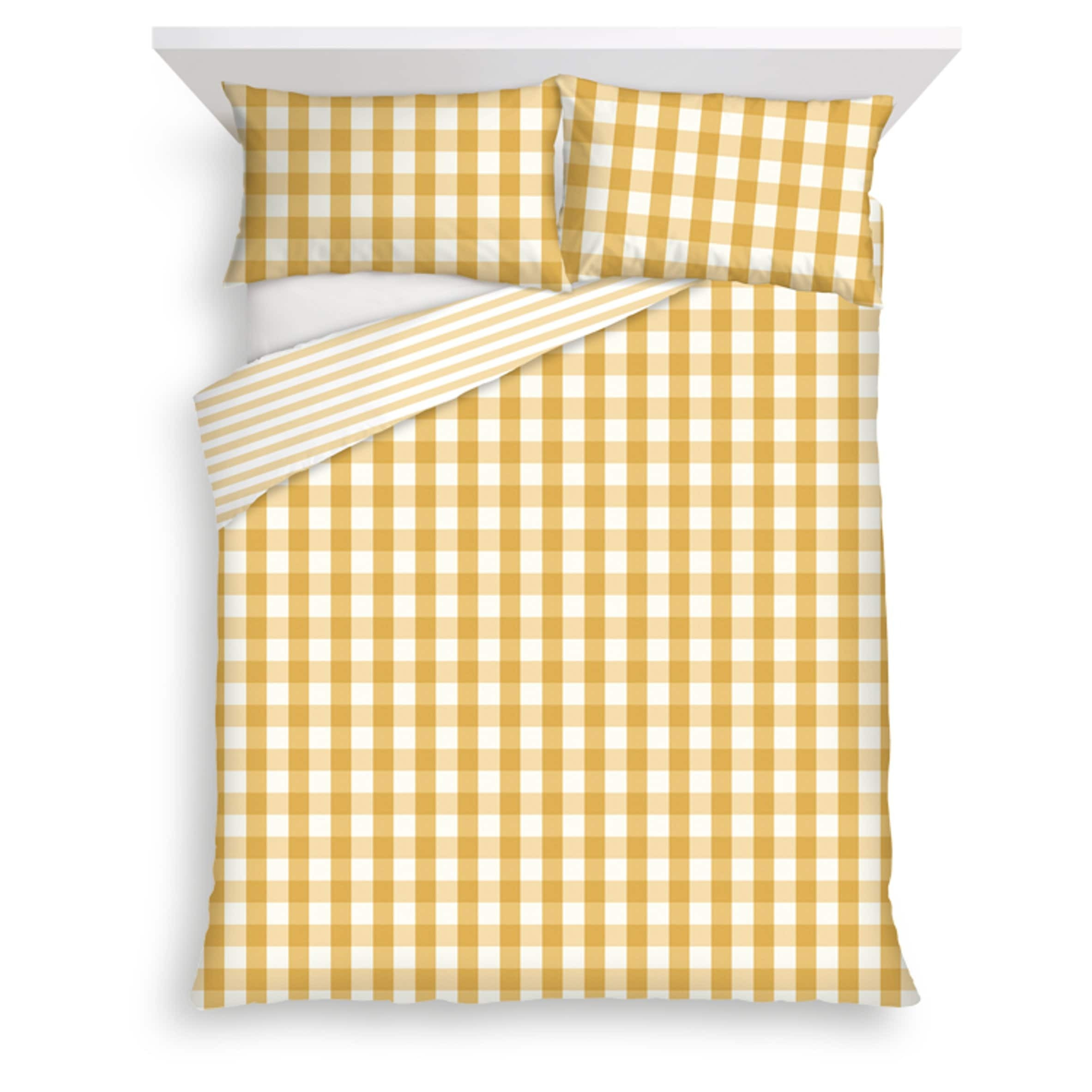 Tesco Ochre Oversized Check Duvet Set Double