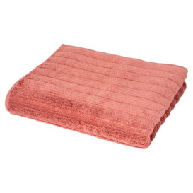Fox & Ivy Clay Pink Ribbed Bath Towel