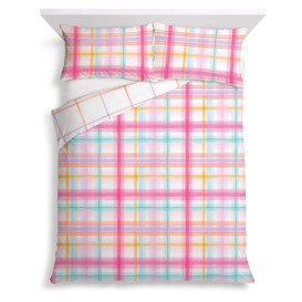 Tesco Spring Is Here Washy Check Pink Duvet Set Double