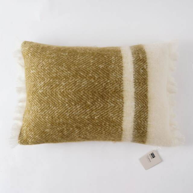 F&F Home Green Stripe Mohair Rectangle Cushion