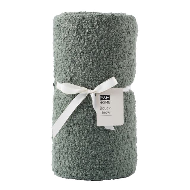 F&F Home Green Boucle Throw