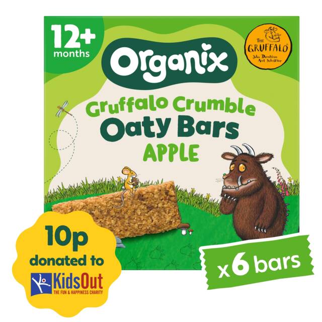 Organix Gruffalo Crumble Apple Oaty Bars Organic Toddler Snack Multipack 6x23g