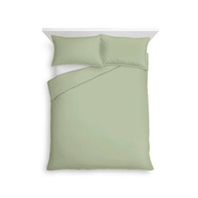 F&F Home Pure Cotton Green Double Stitch Duvet Set King