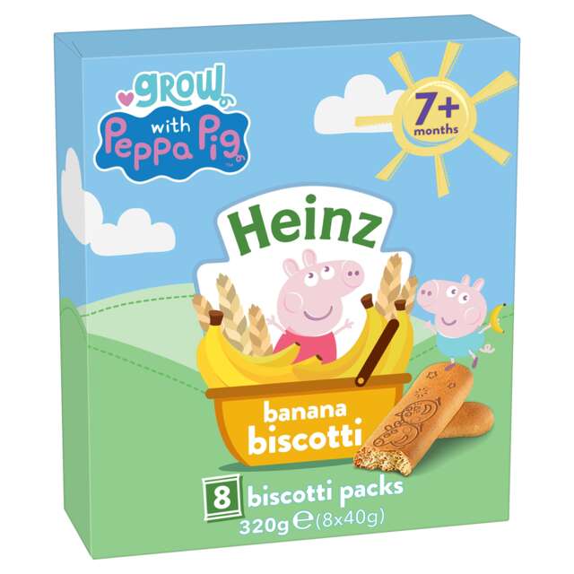 Heinz Peppa Pig Banana Biscotti Baby Food Snack 7m+ 8x40g