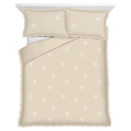 F&F Home Brushed Cotton Natural Embroidered Frill Duvet Cover Set Double