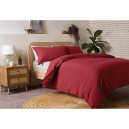 F&F Home Deep Red Washed Cotton Duvet Cover Set King