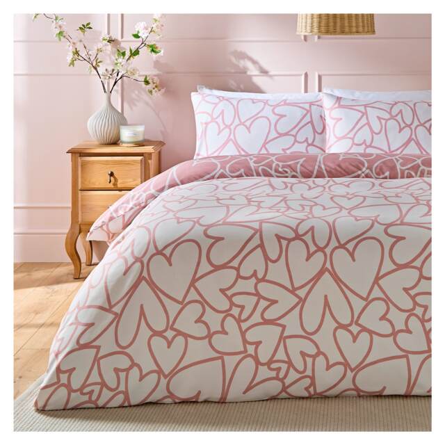 Silentnight Love Sleep Large Heart print duvet set -double
