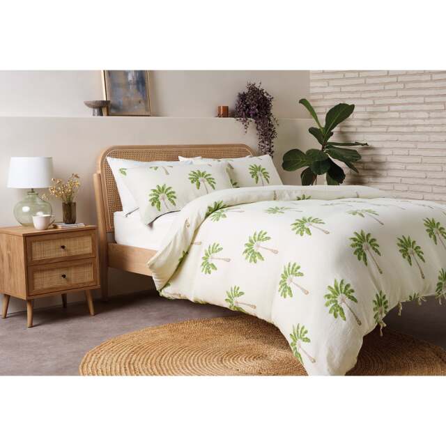 F&F Home Palm Trees Artdeco Muslin Duvet Set - Double
