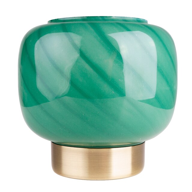 Candlelight Green Glass Swirl Battery Table Lamp