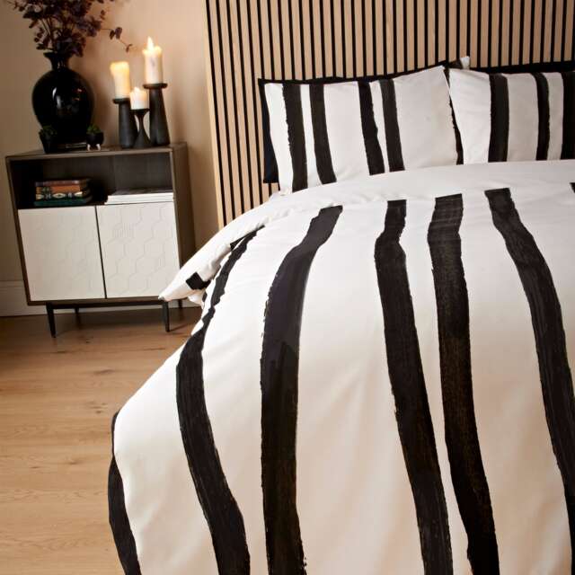 Cosmo Living Black Crafted Stripe Duvet Set Double