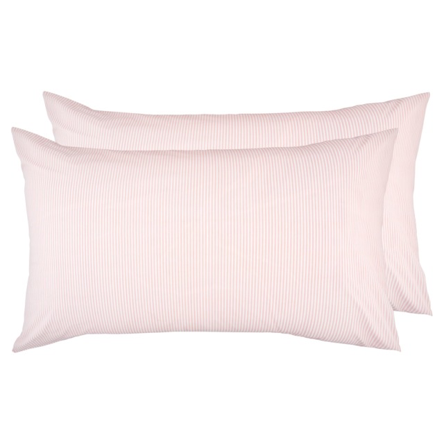 F&F Home 100% Cotton Pink Stripe Pillowcase Pair