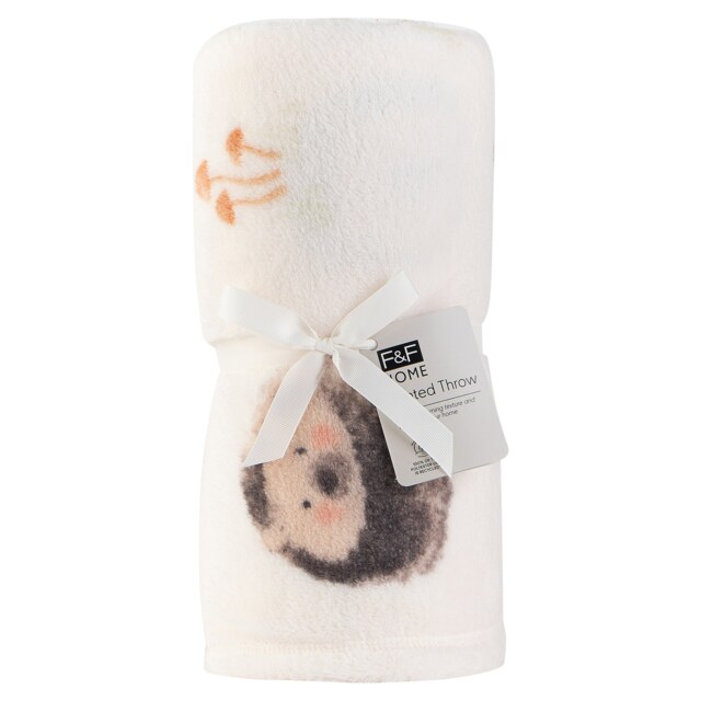 F&F Home Hedgehog Printed Throw
