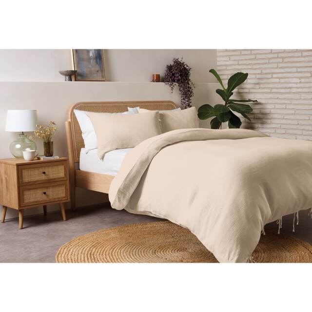 F&F Home Natural Muslin Duvet Cover Set Double