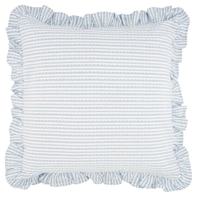 F&F Home Blue Stripe Frill Cushion
