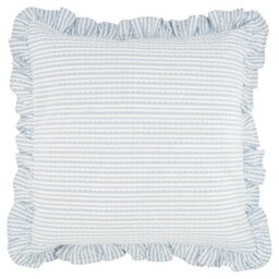 F&F Home Blue Stripe Frill Cushion