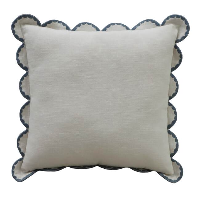 F&F Home Neutral & Blue Stitched Scallop Cushion 45x45cm