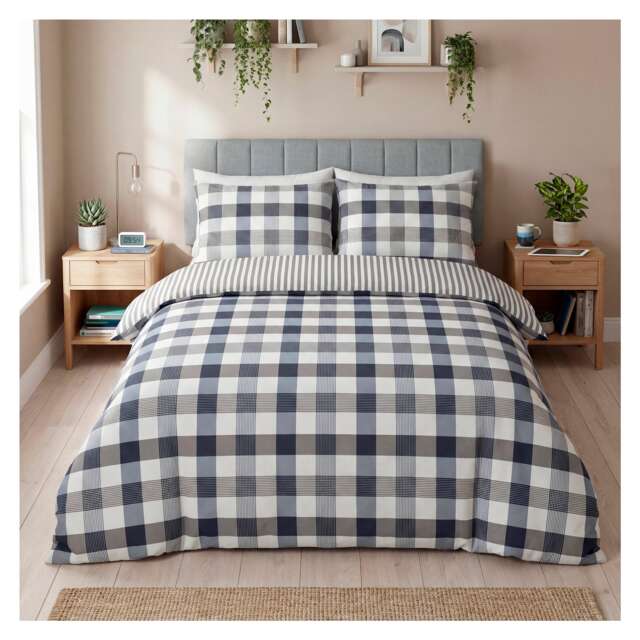 Silentnight Supersoft Check Duvet Cover Set King