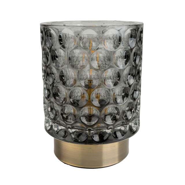 Candlelight Smoked Ribbed Battery Table Lamp