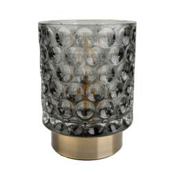 Candlelight Smoked Ribbed Battery Table Lamp