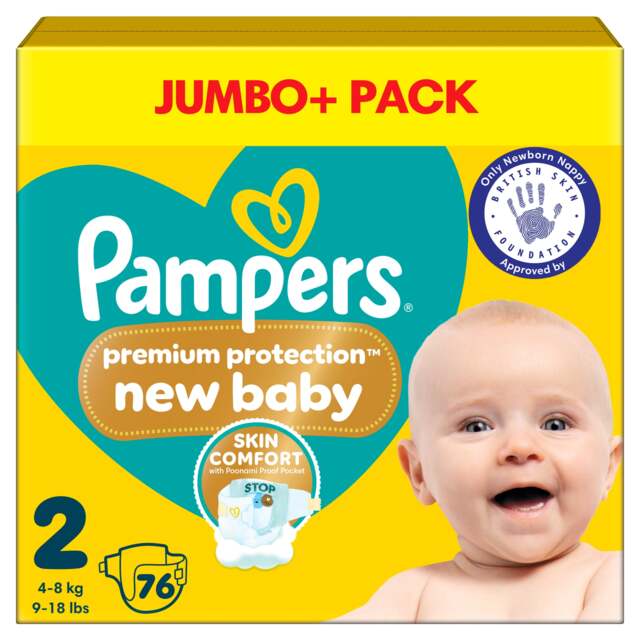 Pampers New Baby Size 2 76 Nappies Jumbo+ Pack