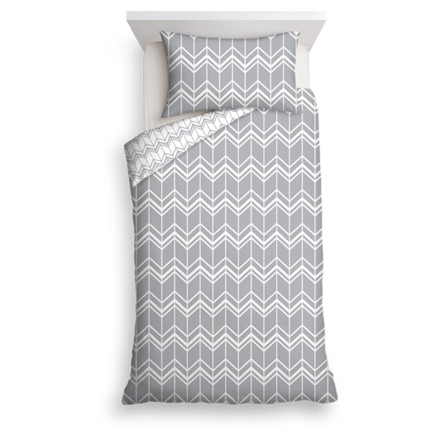 Tesco Grey Geo Duvet Set Single