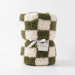 F&F Home Green Teddy Check Throw