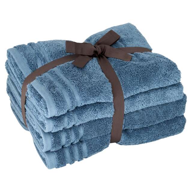 F&F Home Egyptian Cotton Hygro Towel Bale Mid Blue 4 Piece