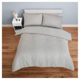 F&F Home Bedding Cotton Rich Silver Waffle Duvet Cover Set Double